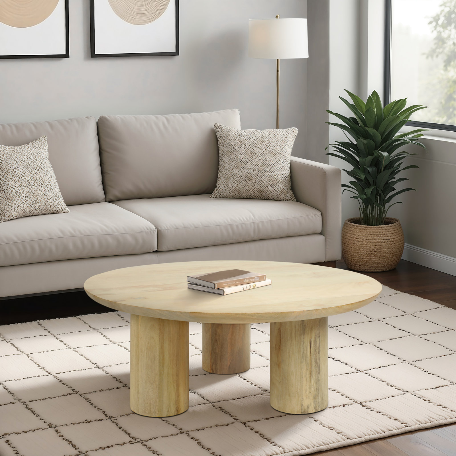 Faustine 36" Coffee Table, Natural Wood