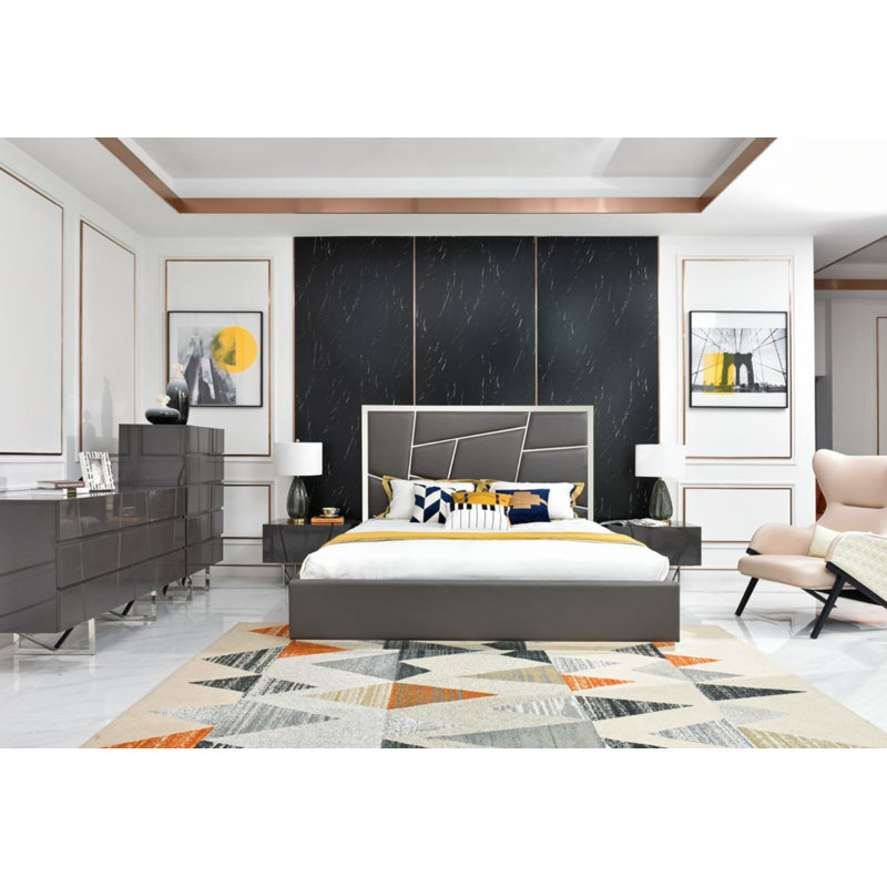 Clintock Upholstered Platform Bed, Queen, Gray