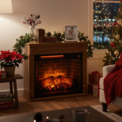 Alen 28 Inch TV Media Entertainment Center With Plug-in Electric Fireplace With Remote Control