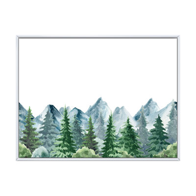 " Mountain Landscape With Fir Trees I " Painting Print