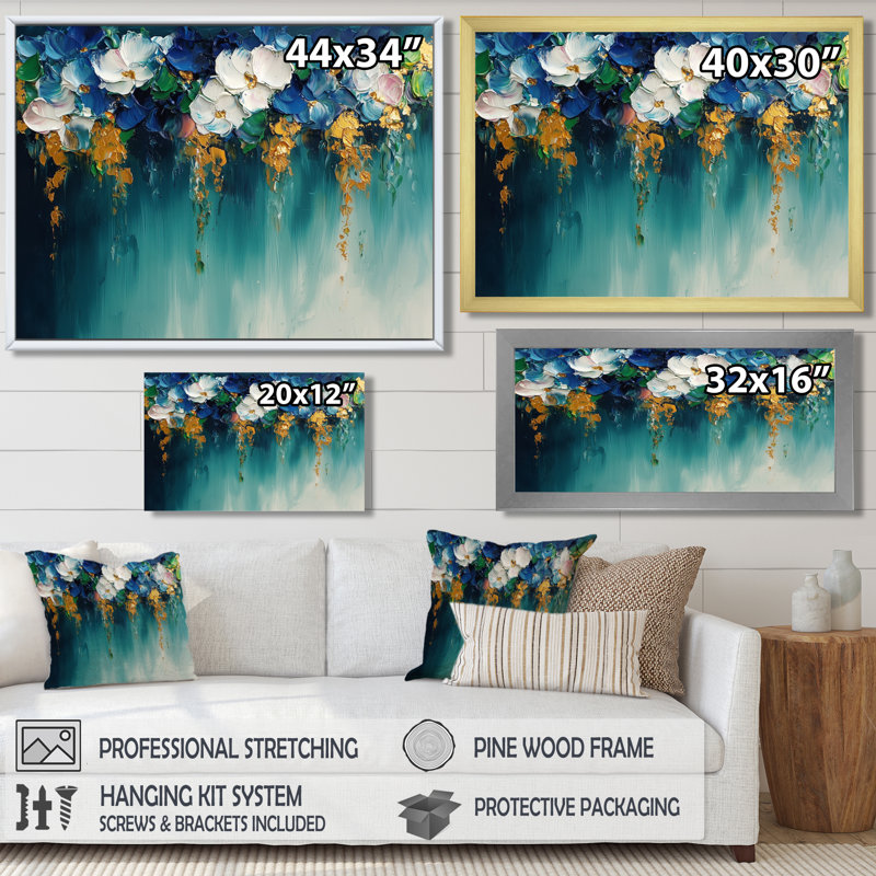 Nuhad Green Neo expressionnisme de fleurs de bruine rythmiques II - art mural néo-expressionniste pour le salon