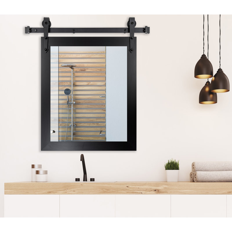 Lynd Engineered Wood Flat Mirror, 33" H x 27" W, Black