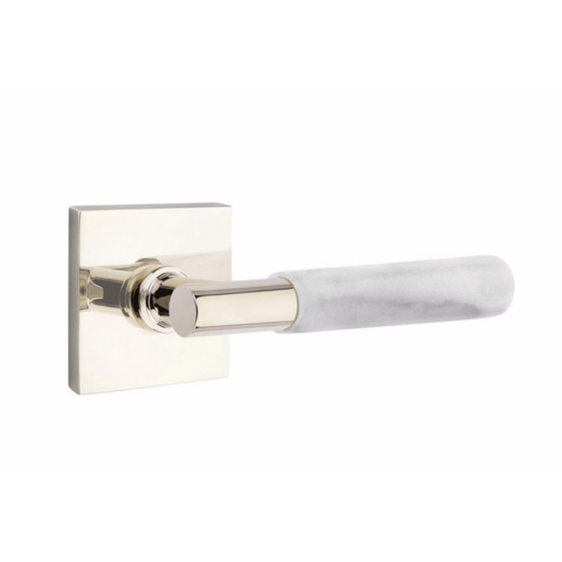 Ensemble de leviers de passage Emtek Select, rosette carrée, tige en T, poignée en terrazzo clair, gauche, Droite