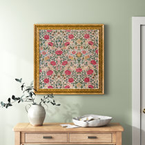 Floral Spring Tapestry Pattern by Birch Lane - Picture Frame Print Frame Color: Silver, Size: 32 H x 22 W