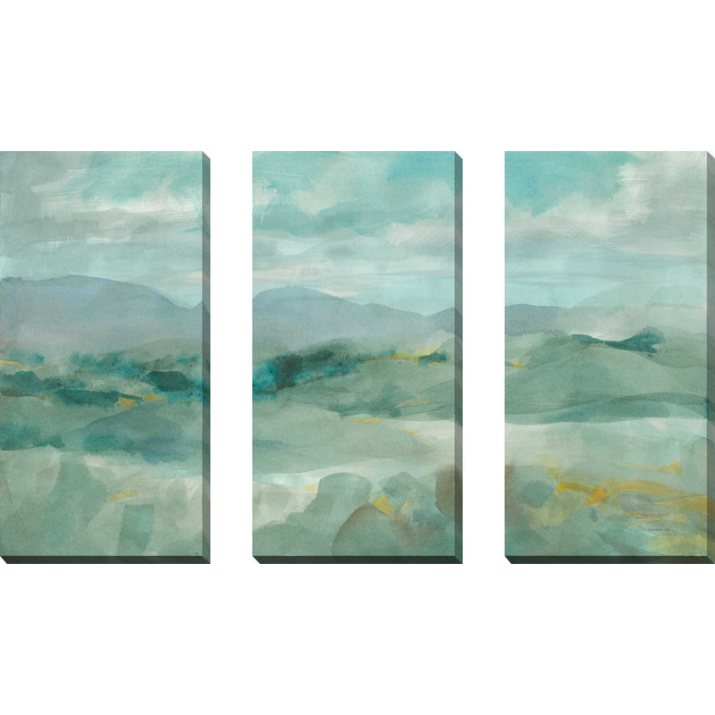 «Green Mountain View», ensemble de 3 impressions sur toile
