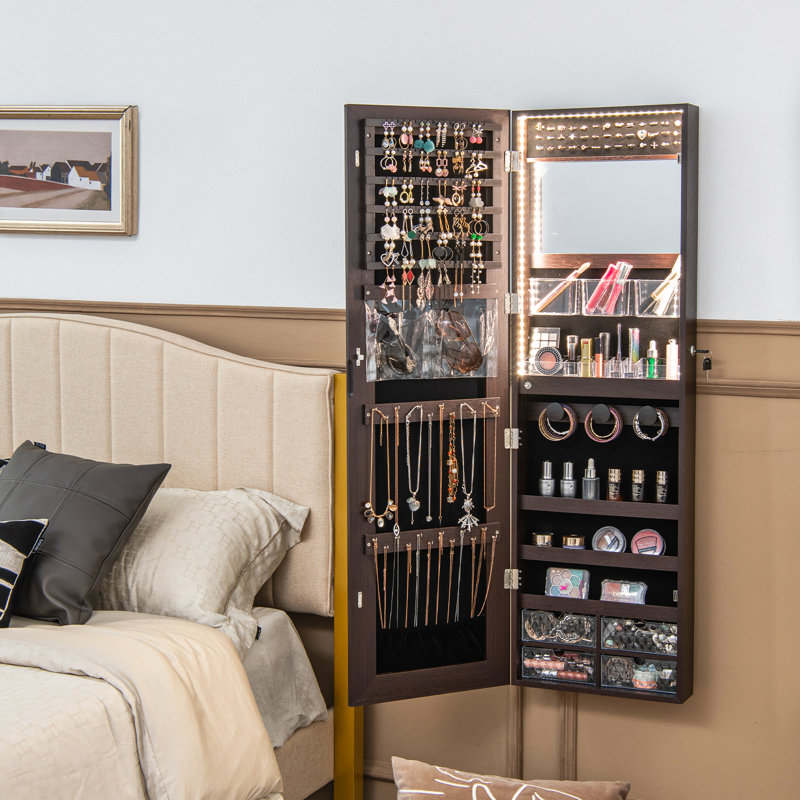 Armoire à bijoux avec miroir, Brun