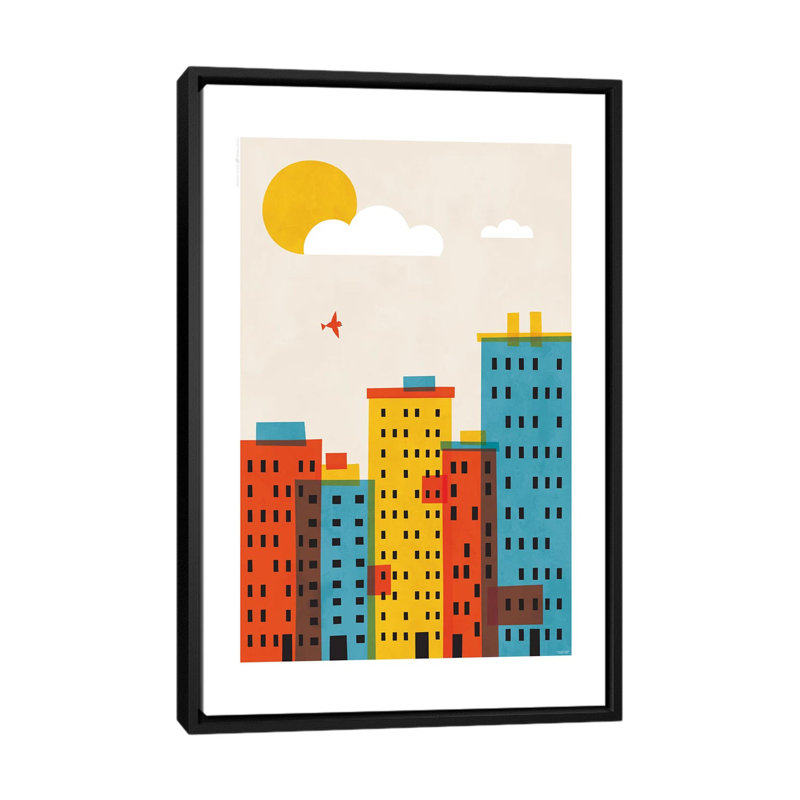 « city ii », impression sur toile, H 26 po x l 18 po x P 1,5 po, Toile encadrée noire, Pas de tapis