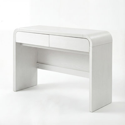 Curved Edge MDF Console Table With 2 Drawers Storage Entryway Table