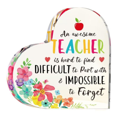 Awesome Teacher Acrylic Heart Paperweight