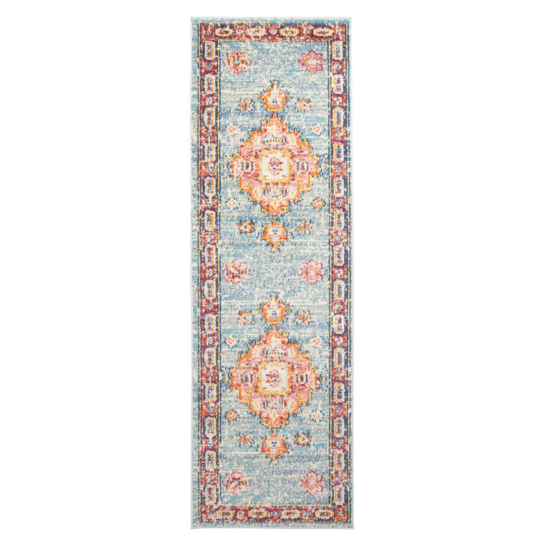 Lotus Blue Rug 2'8" x 8'2", Runner 2'8" x 8'2"