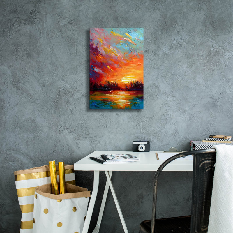 Red Barrel Studio «Coastal Sunset 4» par Petals Prints Design, art mural sur toile, H 18 po x l 12 po