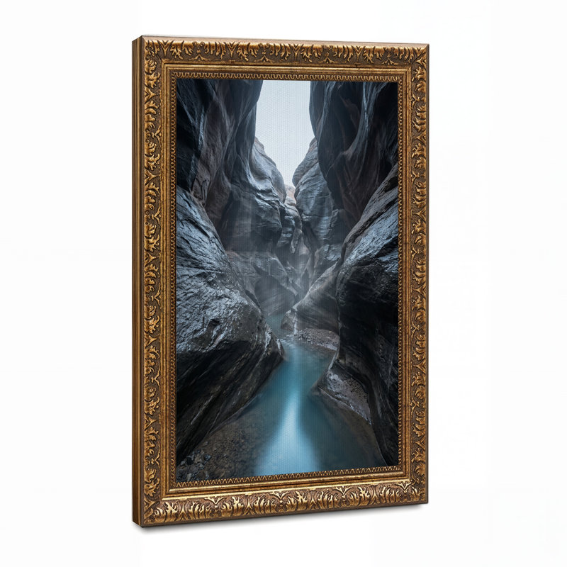 Art mural sur toile avec fente turquoise, H 24 po x l 16 po