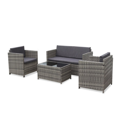 Kjellaug Rattan Wicker 4-seater self-assembly polyrattan garden sofa set