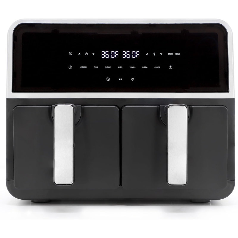 Dual 4.8+4.8 Quart Digital Air Fryer With Led Touch Display, 1700w, Dual Zone Baskets, Adjustable Temperature For Healthy Oil-free Cooking