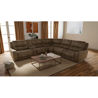 6-Piece Performance Fabric Power Reclining Sectional In Texas Slate