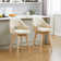 Lovetro Swivel Full Back Linen Upholstered 26.8"H Counter Stool with Solid Wood Frame and Arms