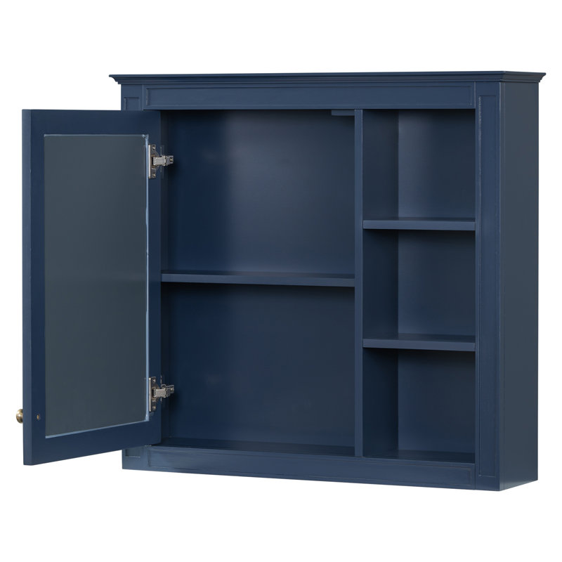 Armoire de salle de bain murale avec miroir, Bleu