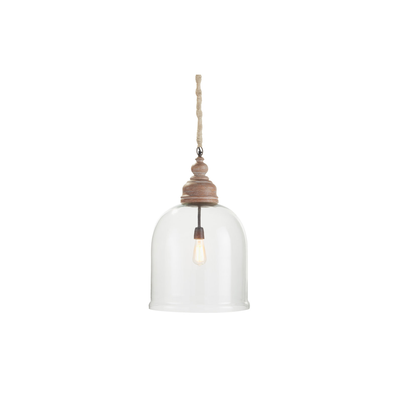 Bridgit Single Light Glass Wood Pendant, 94" H x 16.5" W x 16.5" D