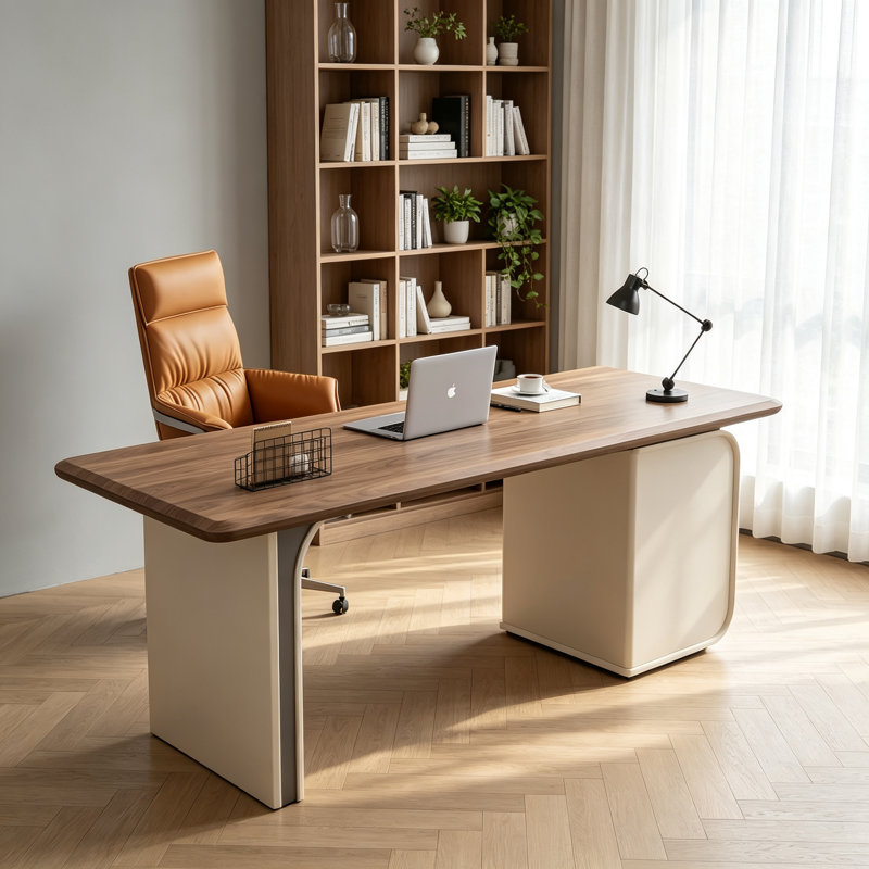 Bureau rectangulaire minimaliste en hévéa massif, H 29,5 po x l 63 po x P 27,56 po