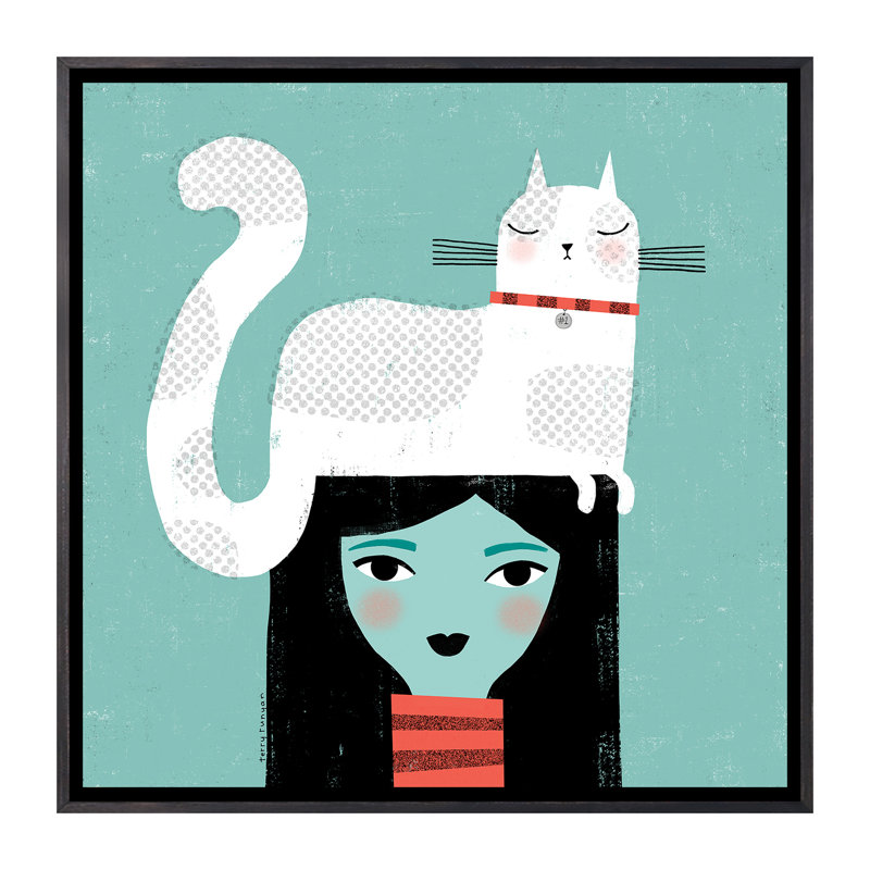 «Cat Attitude» par Terry Runyan - reproduction, H 18 po x l 18 po x 1,5 po, Toile avec cadre noir patiné, Pas de tapis