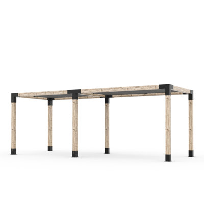 Toja 8' X 22' Double Pergola Kit With 2 Shade Sails For 6X6 Wood Posts