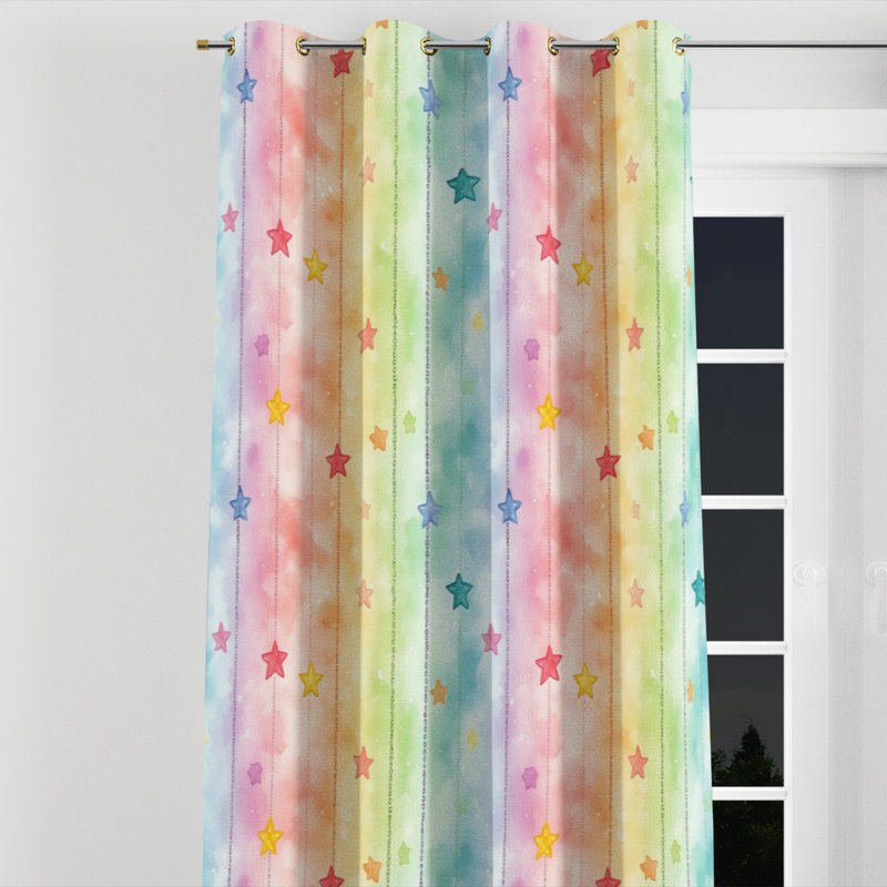 Rideaux pour chambre à coucher Celestial For Teens - Rideau décoratif à œillets Sweet Star Chains - 1 panneau, Œillets dorés