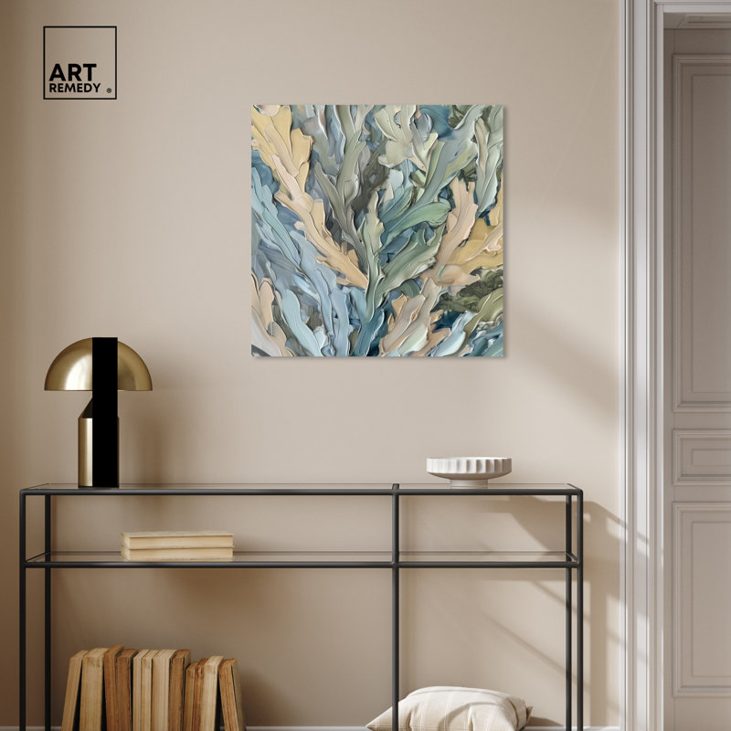 Art mural d'inspiration côtière «Calming Seaweed Beach» par Art Remedy, Toile tendue, H 24 po x l 24 po