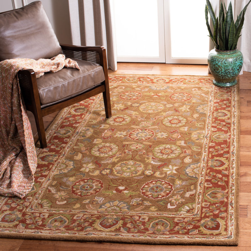 Tapis oriental en laine touffeté à la main Hebron, Rectangle 8 pi 3 po x 11 pi