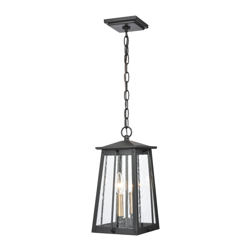 Luminaire suspendu d'extérieur 2 lumières de 9 po de large Kirkdale - Noir mat