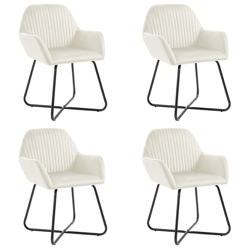 Dining Chairs Upholstered Chair with Metal Legs for Living Room, Cream, 4