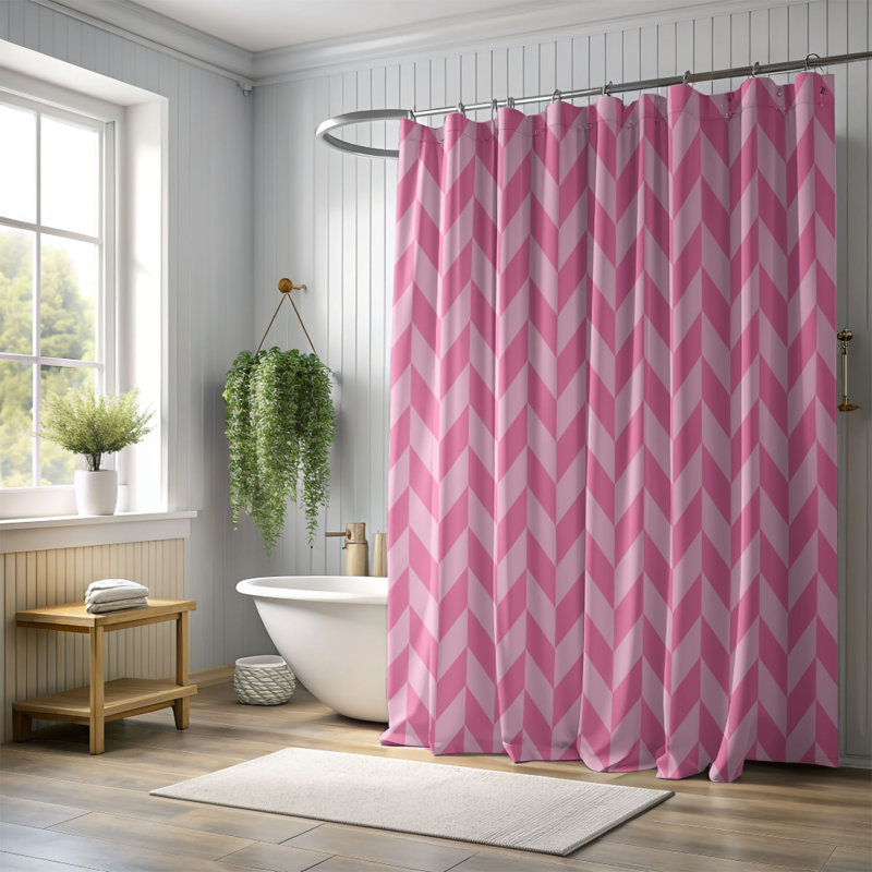 Rideau de douche Pink Whisper, H 74 po x l 71 po