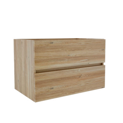 Meuble-lavabo mural minimaliste avec tiroirs doubles, finition chêne naturel, Kd, l 17,94 po de largeur, 18,69 po de hauteur, 30,36 po de profondeur, 54,59 lb, Grace 30, glissières de tiroir encastrées, comptoir en U pour lavabo