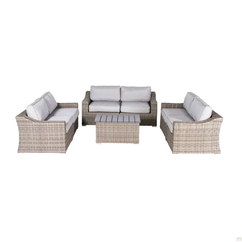 Ensemble 7 pièces de canapé de patio en osier avec coussins 7 pièces confortablement assemblés