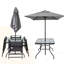 Ensemble de salle à manger en métal pour quatre personnes avec parasol et chaises pliantes