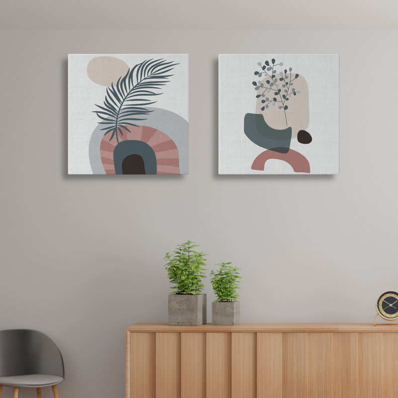 Stylish Decorative Canvas Paintings (2 Pieces), 12 x 12 Inches | 100% Canvas with 100% Wooden Frame | Perfect for Living Room, Bedroom, or Office Decor, Adds Elegance and Modern Touch to Any Space
