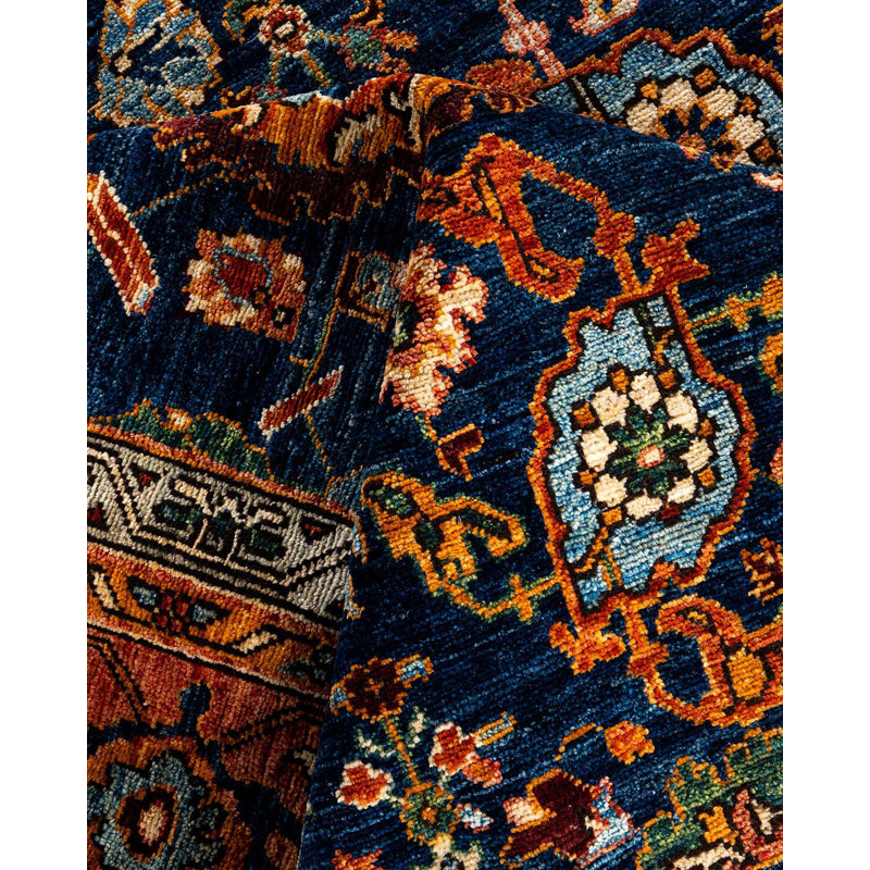 Tapis unique noué à la main Serapi - bleu, 9 pi 2 po x 11 pi 9 po