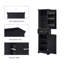 Grande armoire de rangement pour salle de bain, armoire de rangement autoportante avec deux portes et tablettes réglables, finition peinte, noir