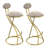 Round Velvet Bar Stools with S-shaped Stripe Design, Set of 2, Modern Upholstered Counter Chairs for Dining and Kitchen-1950949943
