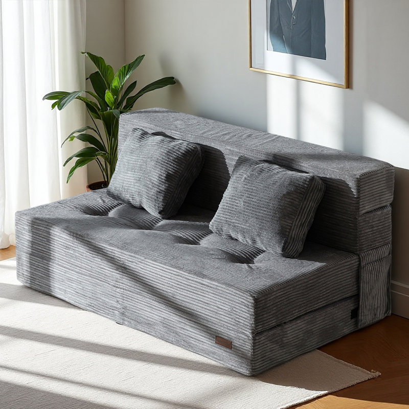 Canapé-lit Boneless, Gris foncé, H 24 po x l 53 po x P 29,5 po