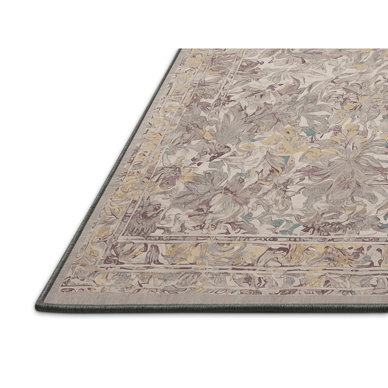 Tapis gris soyeux et moelleux, Rond 8 pi