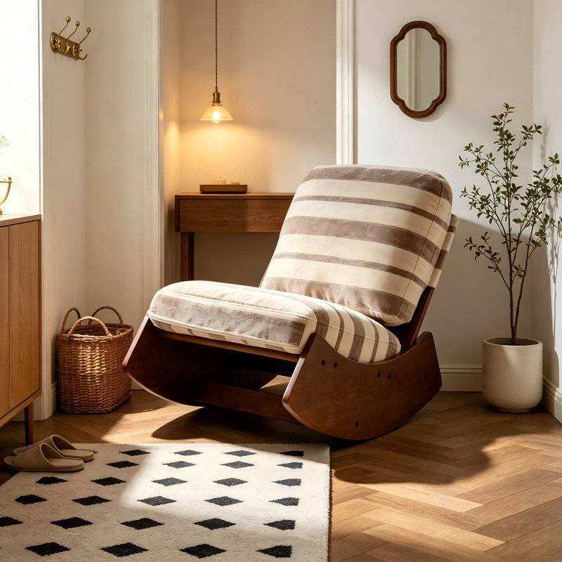 Chaise berçante confortable, fauteuil oscillant rembourré de haute qualité, structure en bois massif, parfaite pour une chaise d'appoint
