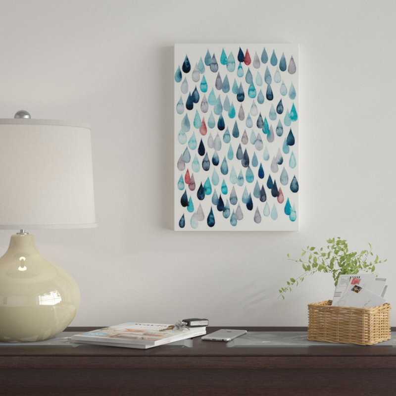 « aquarelle gouttes ii », reproduction sur toile tendue, H 18 po x l 12 po x P 1,5 po, Toile tendue, Pas de tapis