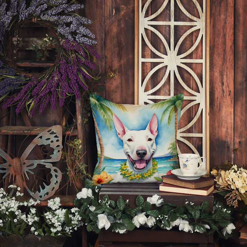 Coussin Bull Terrier Luau, H 14 po x l 14 po