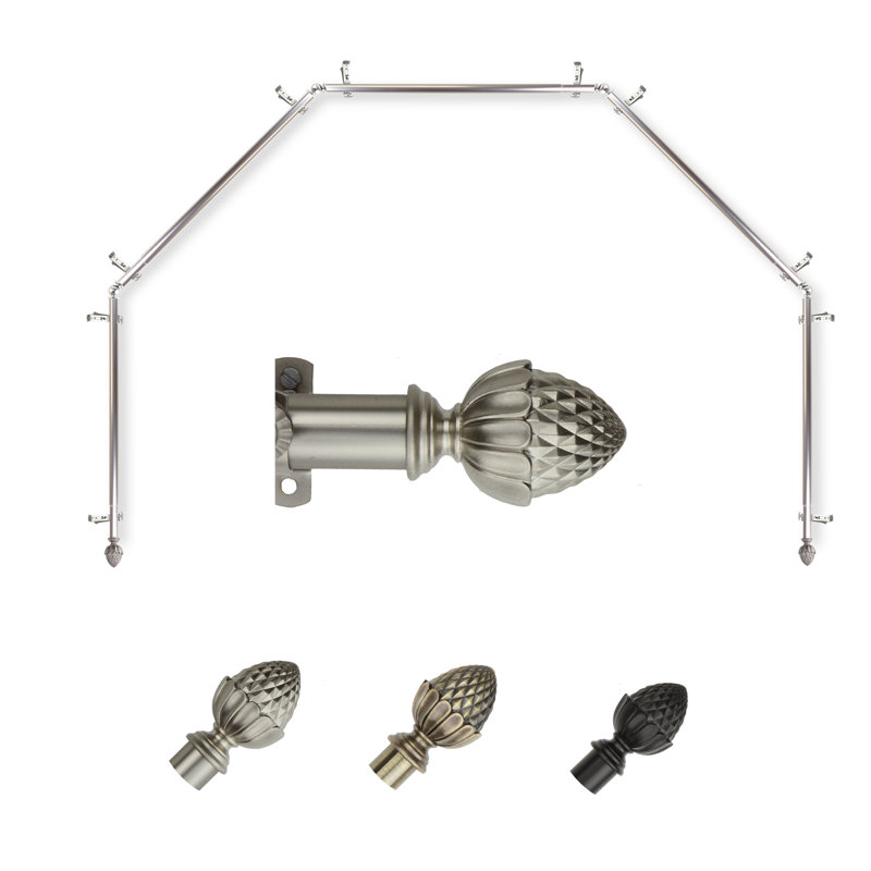 Tringle à rideaux simple réglable 0,81 po Allyssa, 28 po à 48 po (chaque côté), Nickel satiné