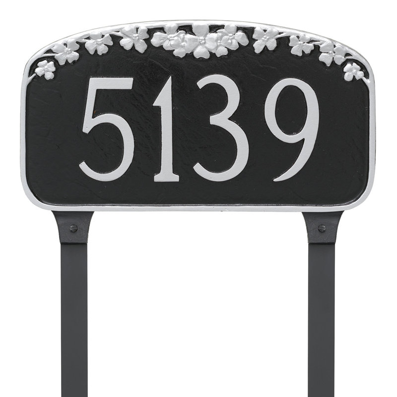 Enseigne d’adresse pour pelouse sur 1 ligne, Noir / argent