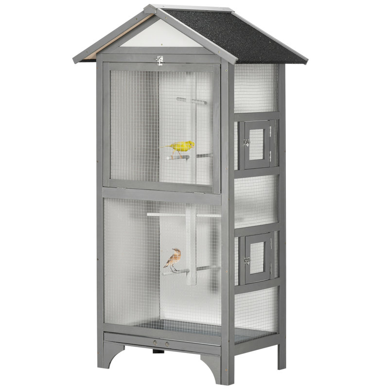 Cage à oiseaux en bois 60 po, Gris