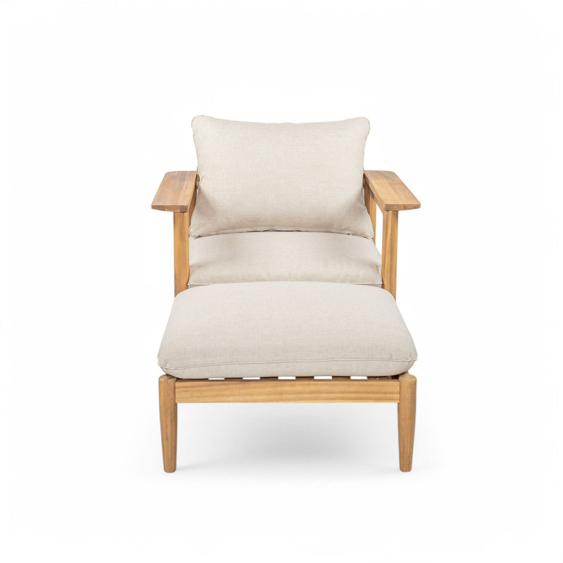 Chaise longue en bois d'acacia avec coussin moelleux, Oui
