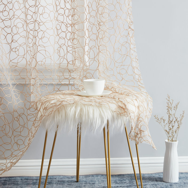 Denis Semi Sheer Curtain Pair, Taupe, 54" x 84"