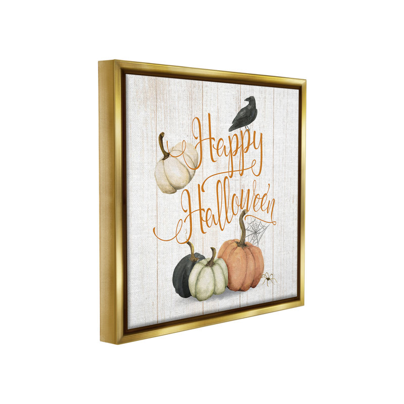 «Rustic Happy Halloween» par Deane Beesley sur, H 18 po x l 18 po, Cadre flottant métallique doré