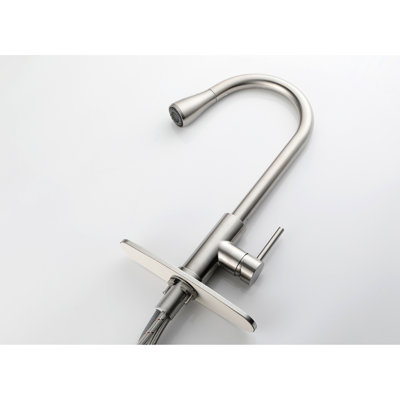 Brushed Nickel Kitchen Faucet With Pull-Down Spray Head, Stainless Steel, 360 Rotation, Practical Sink Pull-Out , Rotating Nozzle, Trendsetting